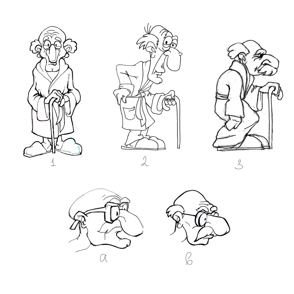 Old Man Cartoon Character Sketch