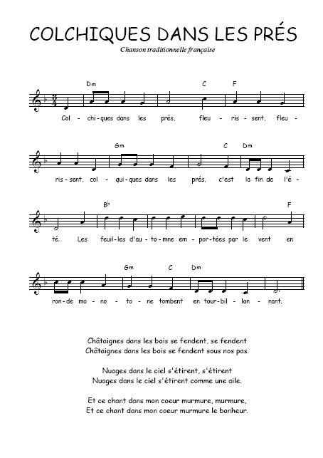 Resultat d'imatges de Colchiques dans les prés partitura