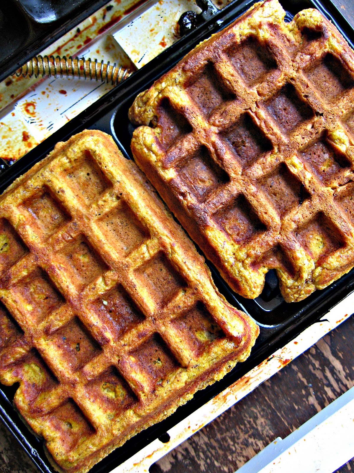 sweetsugarbean Pumpkin Whole Grain Waffles with Maple Greek Yogurt