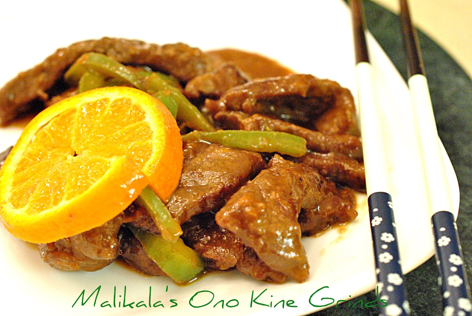 Malikala's Ono Kine Grinds Tangerine Beef Stir Fry