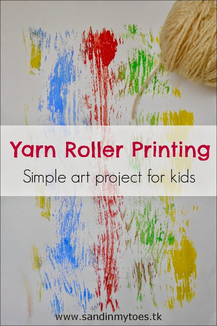 Simple yarn printing art project for kids.