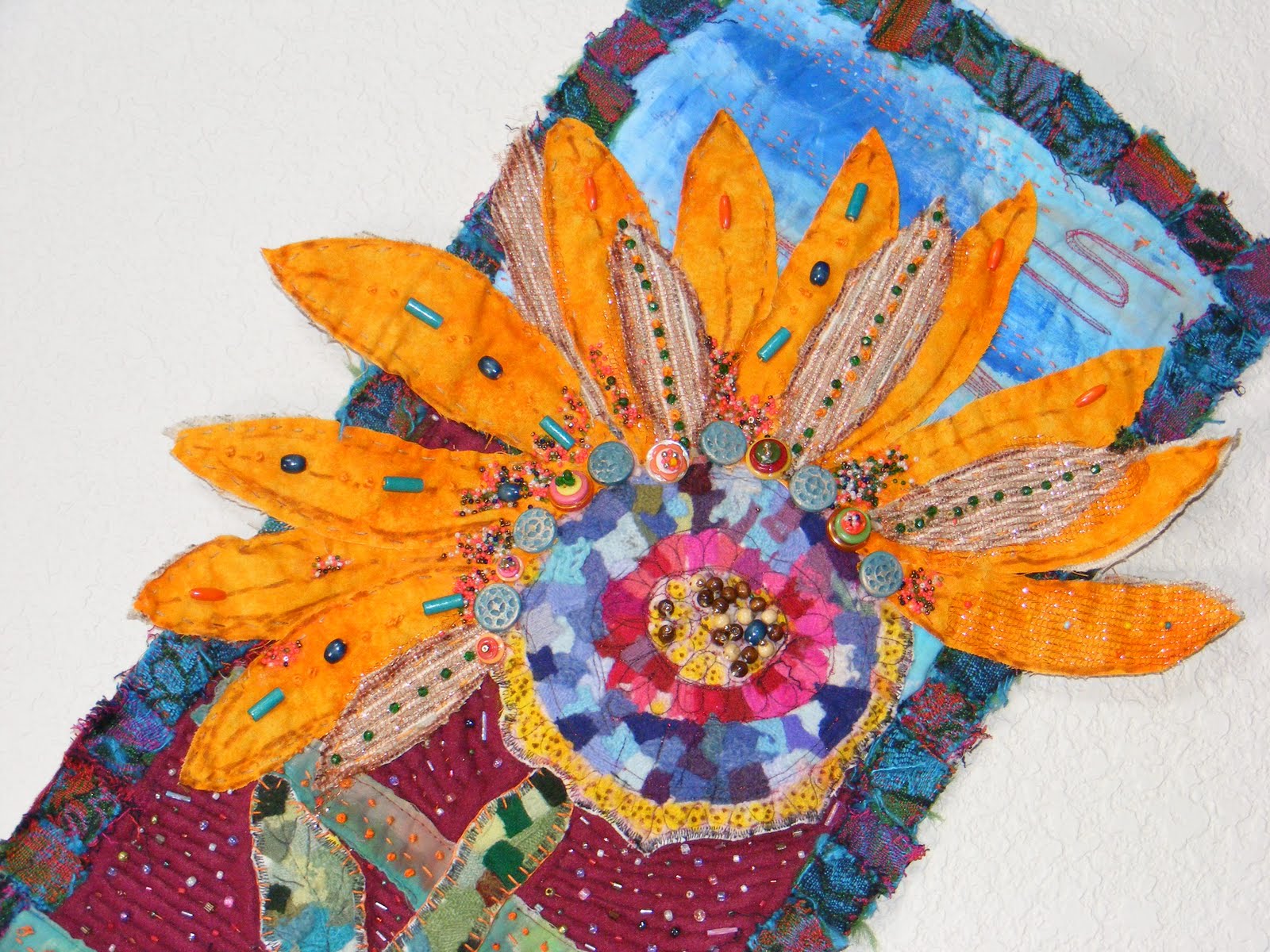 Textile Art Quilts by Lynn In California: Indian Summer for Yolo County Sunflower Art Show