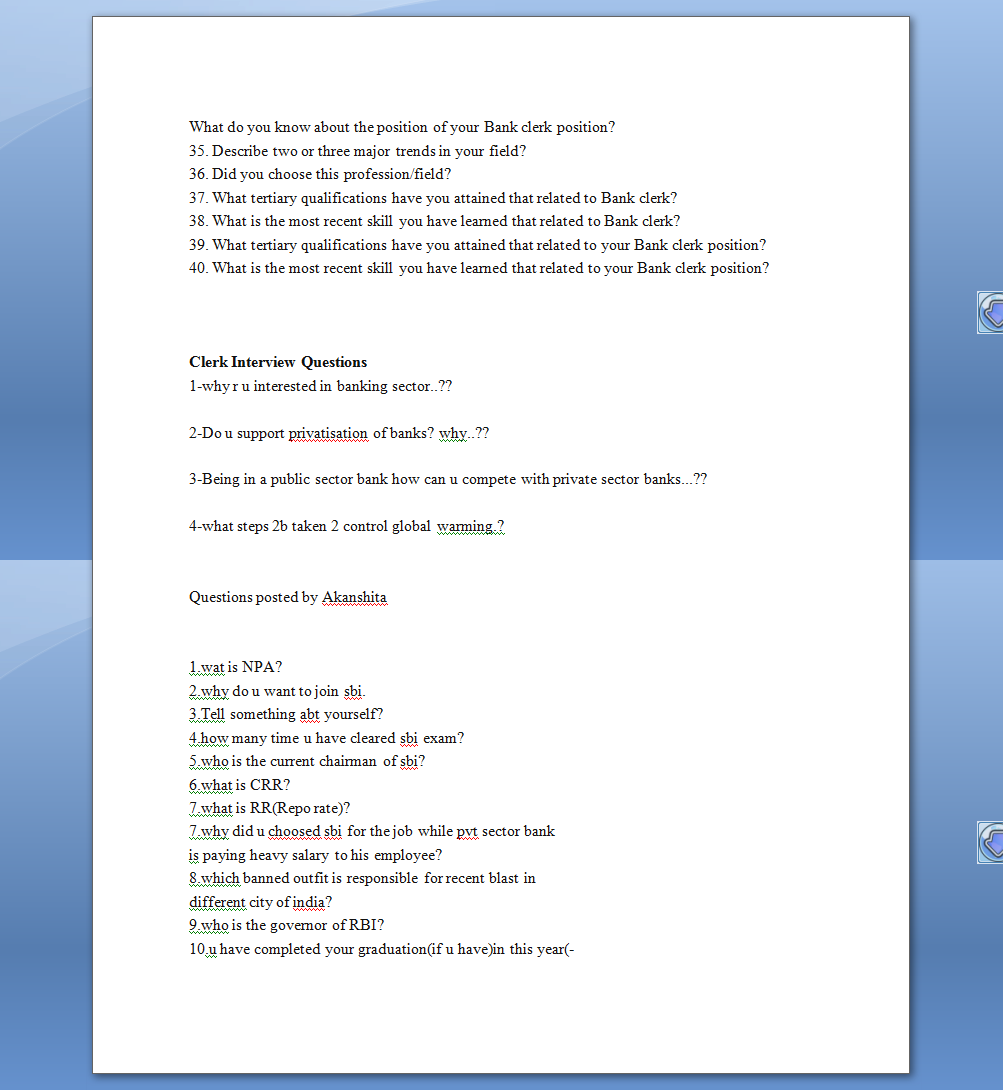 see once Clerk Interview Questions