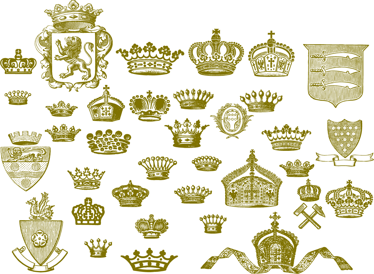 王室の王冠を描いたシルエット royal family crown series vector イラスト素材