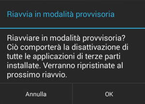 modalità provvisoria android riavvio modalità provvisoria