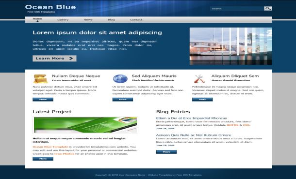 Free CSS Ocean Blue Website Template