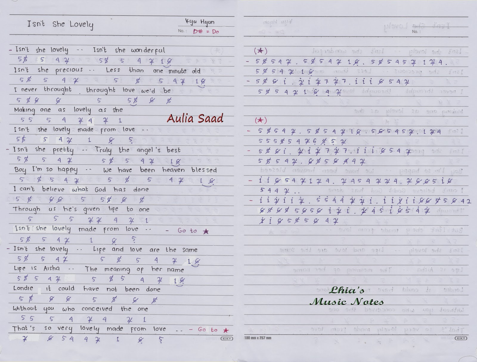 not angka lagu korea Lhia�s Music Notes
