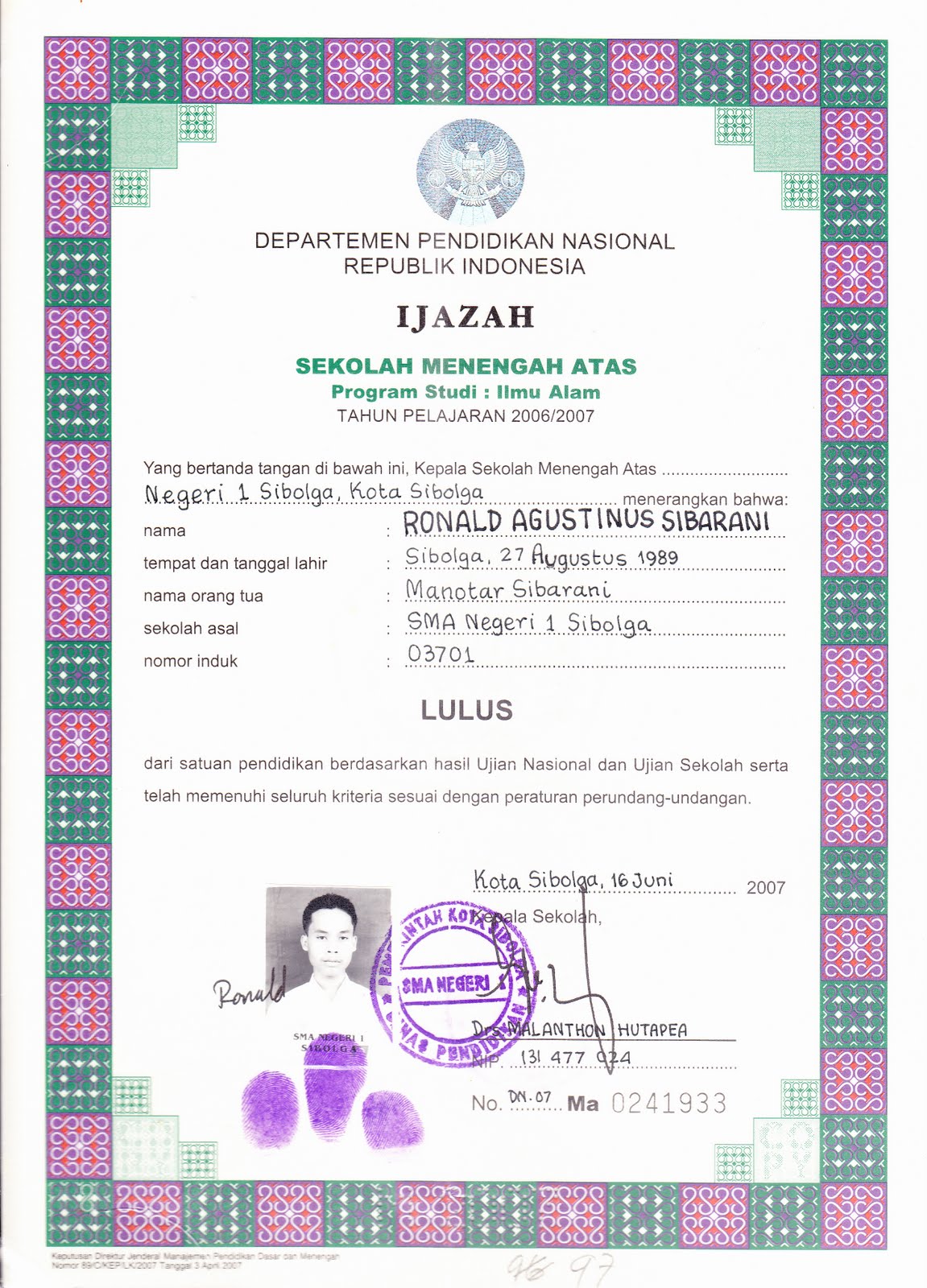 sibotolungun ijazah