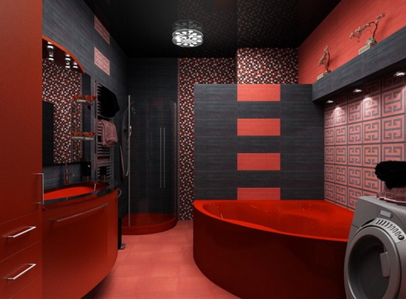 decora y disena: Diseño de Baño Rojo y Negro