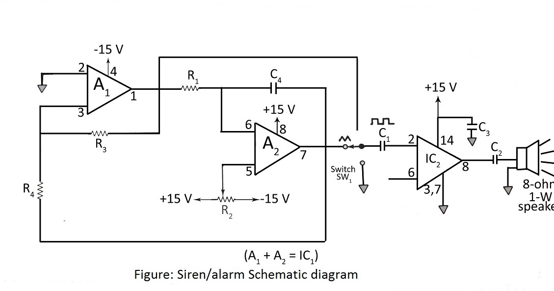 Projects for ECE: Simple Siren using op-amp