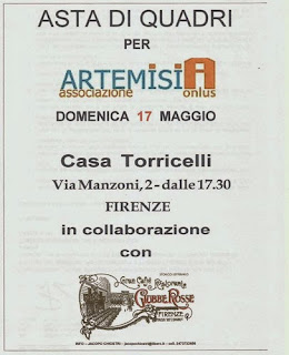 Invitation to Art Auction Fund Raiser for ArtemisiA Battered Women Shelter Florence, Italy