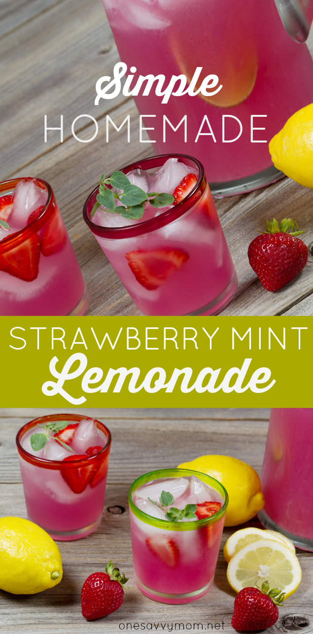 Simple Homemade Strawberry Mint Lemonade Recipe + 4 Easy Ways To Relax and Recharge This Summer One Savvy Mom onesavvymom blog
