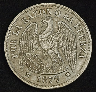 Chile, Large Silver Eagle Peso Dollar coin