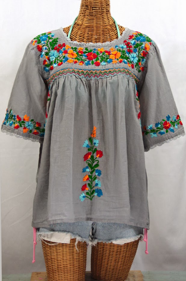 http://www.sirensirensiren.com/la-marina-embroidered-mexican-peasant-blouse--grey-fiesta