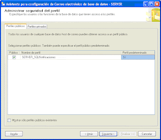 Areatic, Configurar Database Mail - Asistente - Seguridad perfil