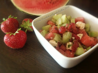 Salade fraîcheur pastèque, fraises, concombre, féta