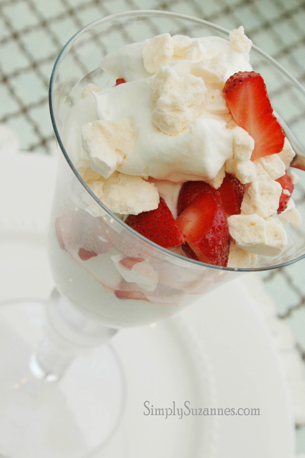 Simply Suzanne's AT HOME strawberries, cream, and meringue cookies