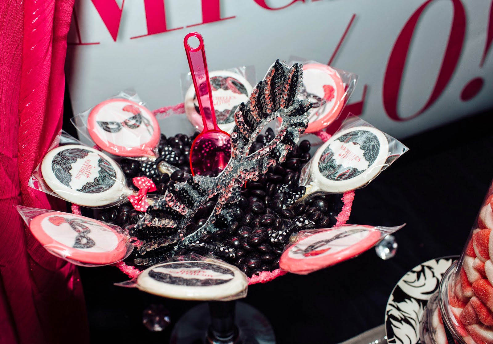 {Client Party} 40th Birthday Black & White Masquerade! Custom Lollipops, Lollipics, Candy Bar, Martini Glass