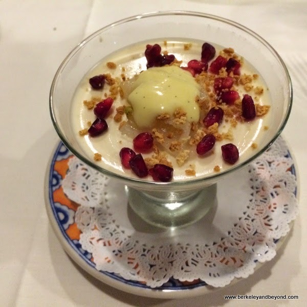 egg nog panna cotta at Fattoria e Mare in Burlingame, California egg nog panna cotta at Fattoria e Mare in Burlingame, California