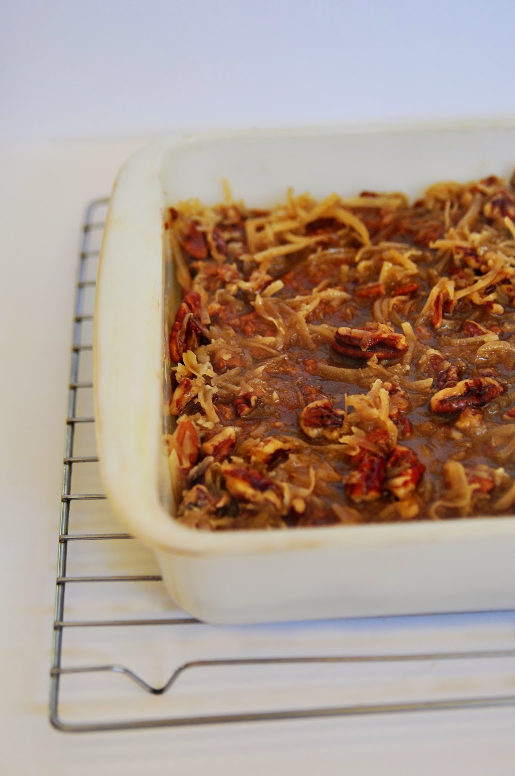 Coconut Pecan Glazed Oatmeal Cake