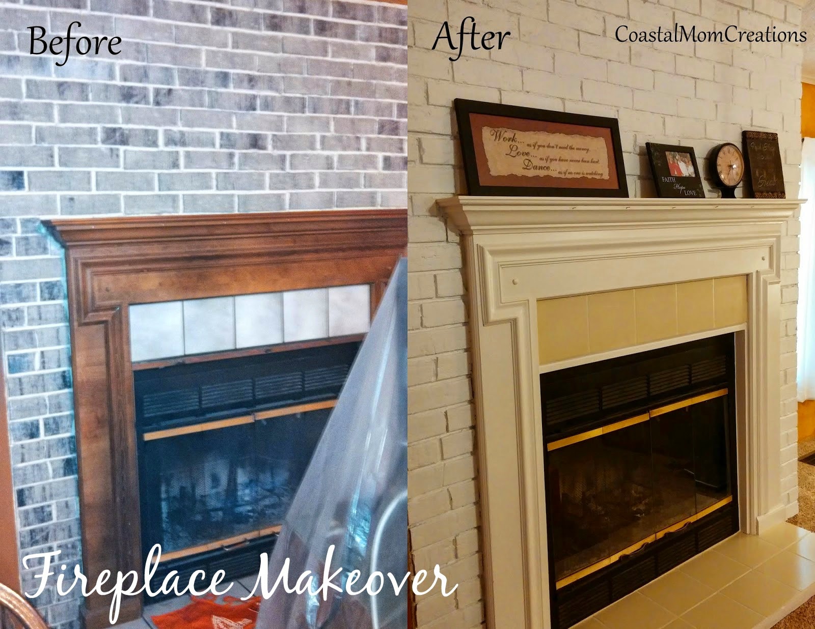 Coastal Mom Creations: Fireplace Makeover (with only paint!)