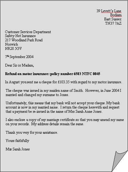 Negative message letter example image