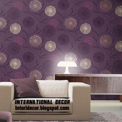modern purple living room wallpaper patterned interior design