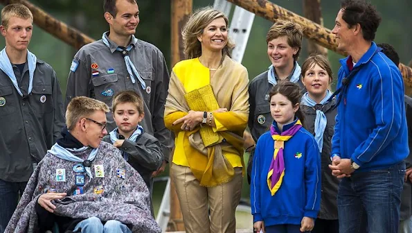 Queen Maxima of The Netherlands attended the opening of the new Scouting Estate Zeewolde a 70 acres area on the banks of Nuldernauw at the Horsterwold