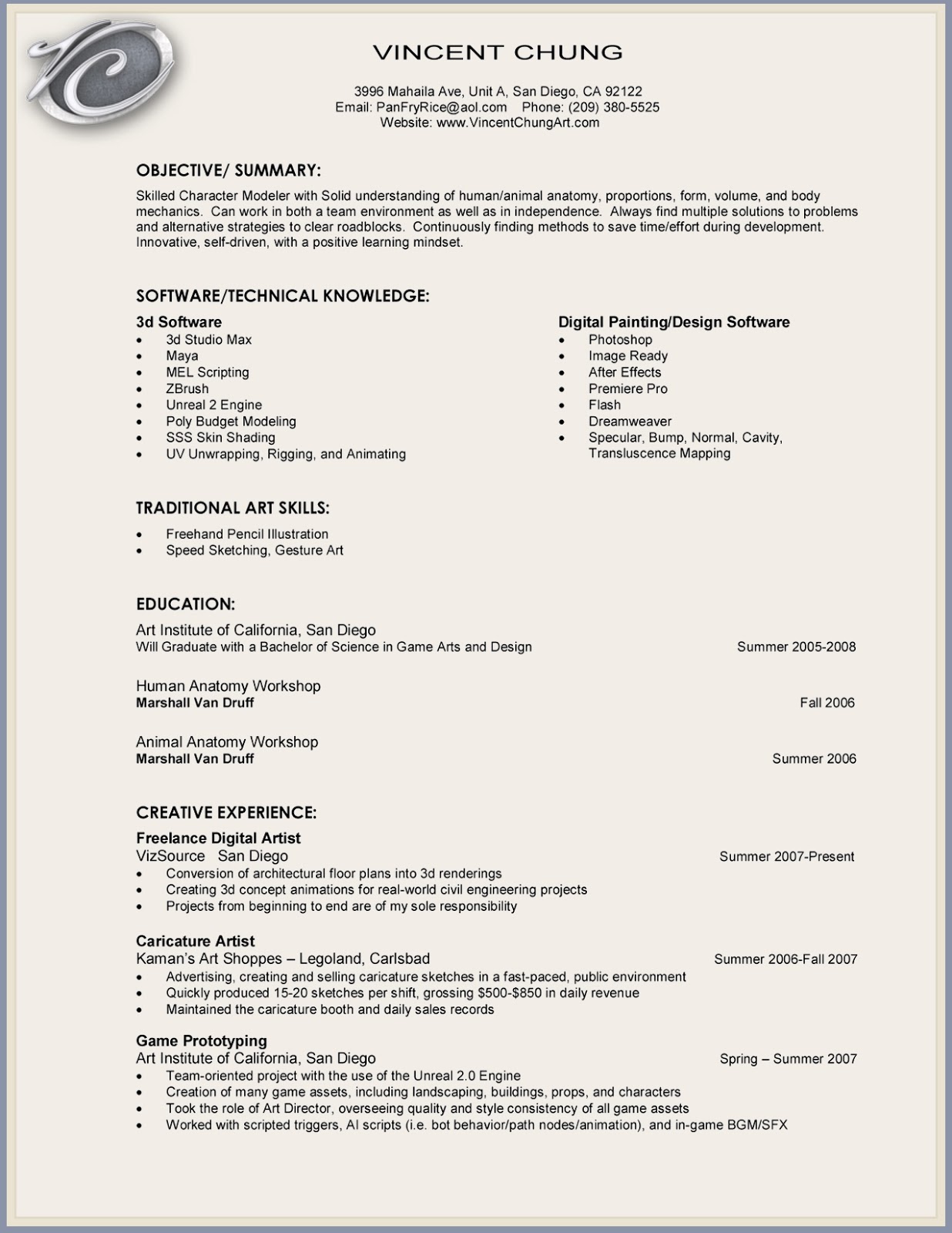 3d animator resumes