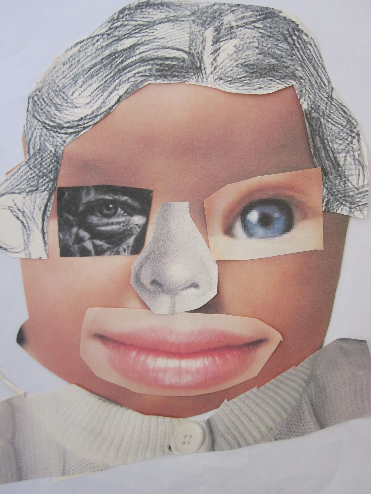 Gomersal Primary School Art Year 5 collage portraits