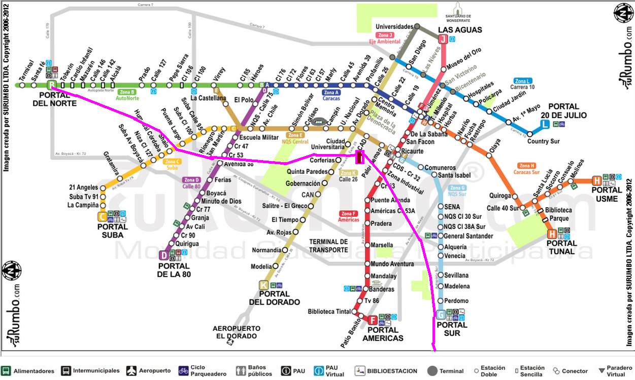 City map Bogota Metro Colombia