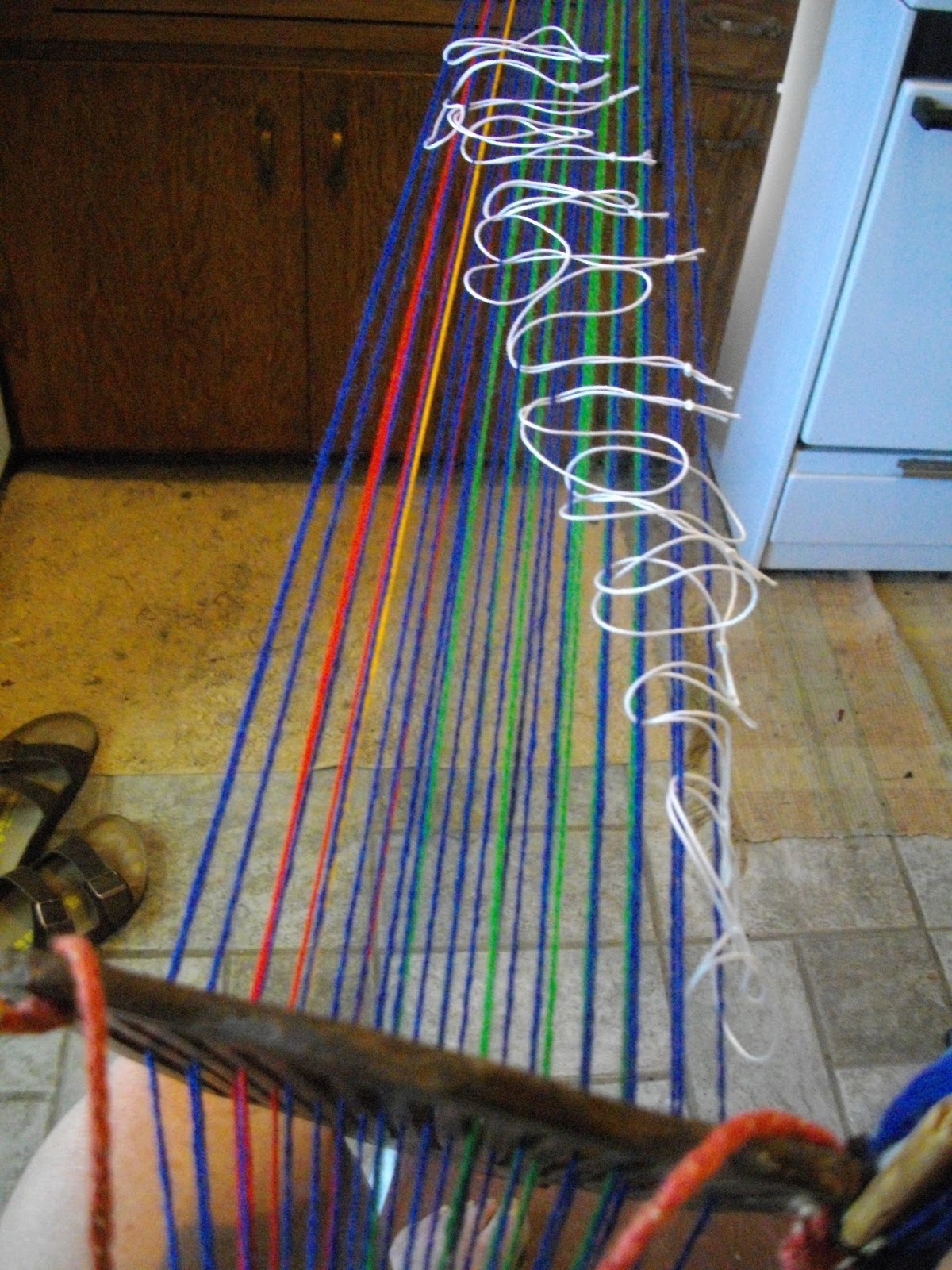 Reggie the Potter... and Tape Loom Weaver Adding an Extra Heddle to