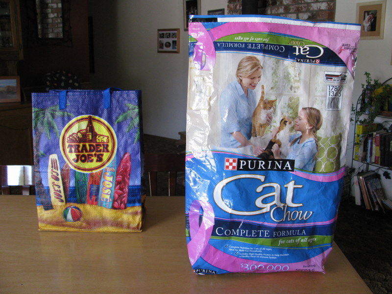 Mostly Musing Reusable Grocery Bag Tutorial using a cat food bag