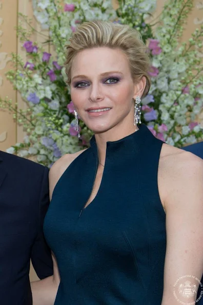 Prince Albert of Monaco and Princess Charlene of Monaco hosted an cocktail party in the Princely Palace courtyard on May 23,2015 in Monaco. 