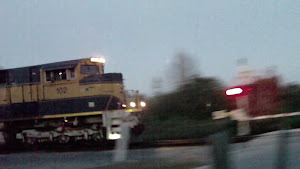 blue light from the cab at dusk