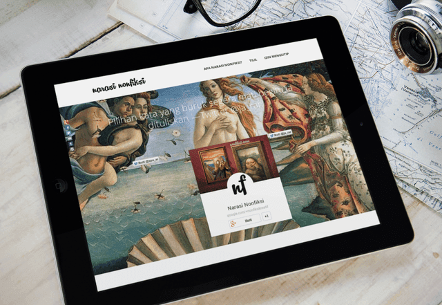 Tampilan Narasi Nonfiksi pada layar tablet majalah digital jurnalisme sastra