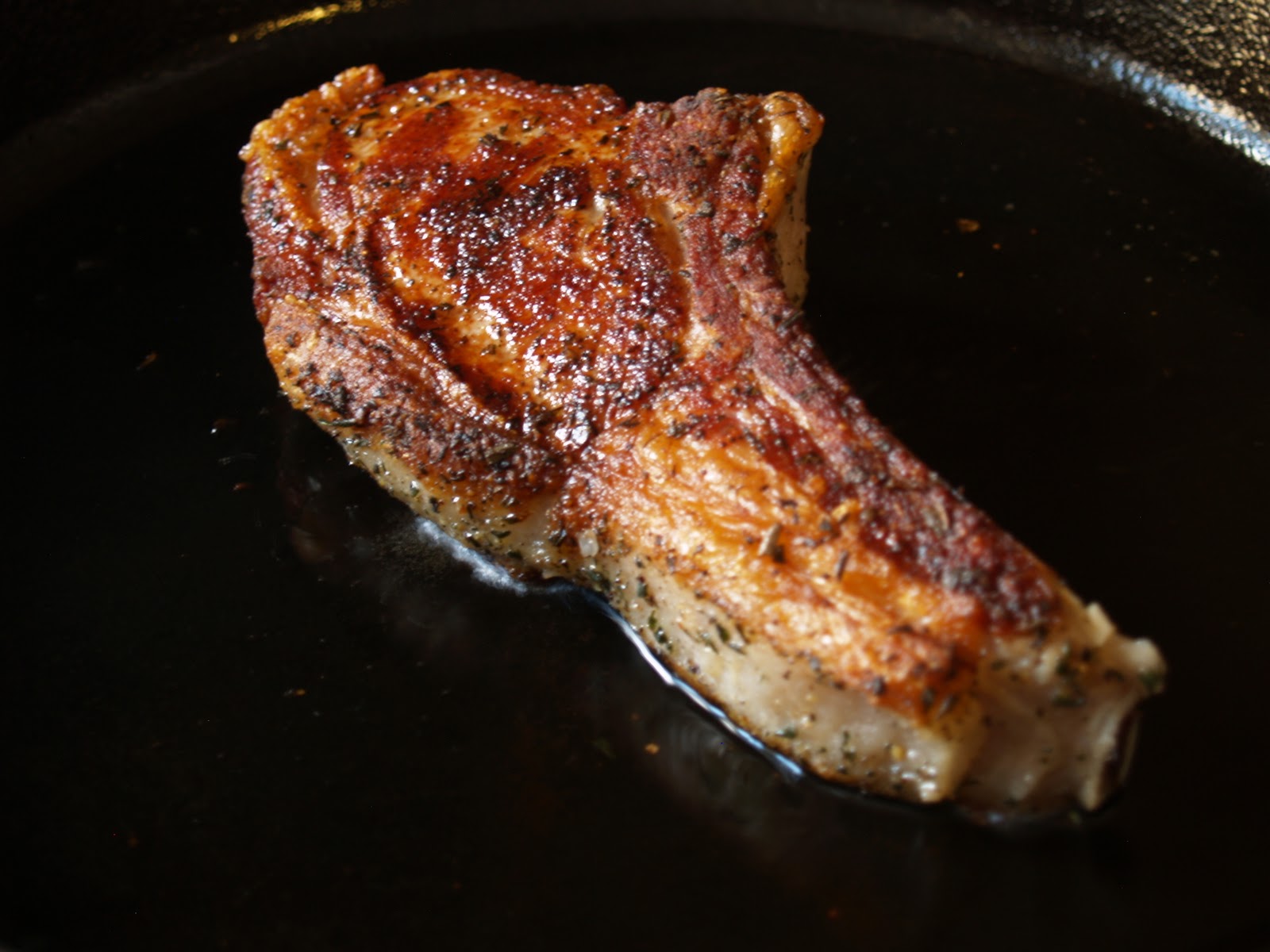 Persimmon and Peach Veal Chops with Rosemary Butter