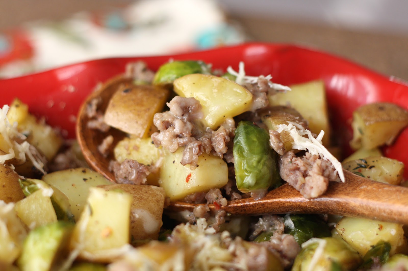 Barefeet In The Kitchen Roasted Potatoes with Brussels Sprouts and Sausage