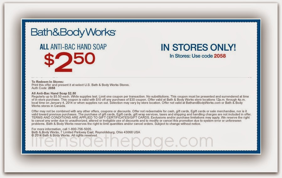 All things Bath and Body Works Bath & Body Works Coupon 2.50 ALL
