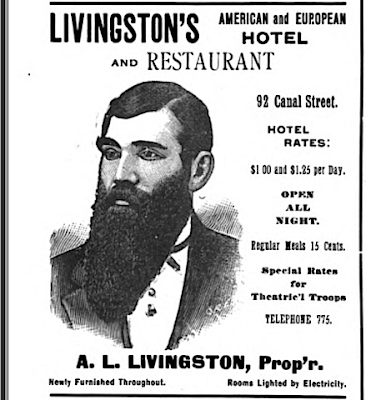 1894 Ad for Livingston's Hotel in Grand Rapids, Michigan