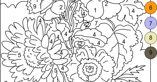 Nicole's Free Coloring Pages: COLOR BY NUMBERS * FLOWERS coloring page