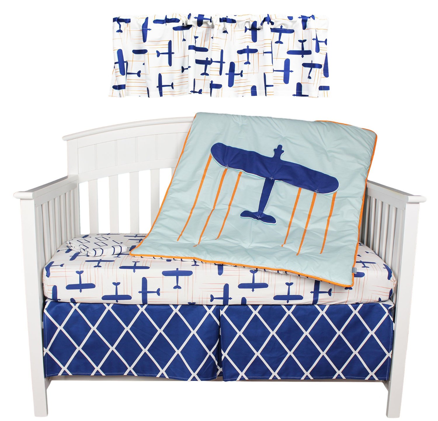 Blue and Orange Nursery Crib Sets & Bedding for Baby Girls and Boys