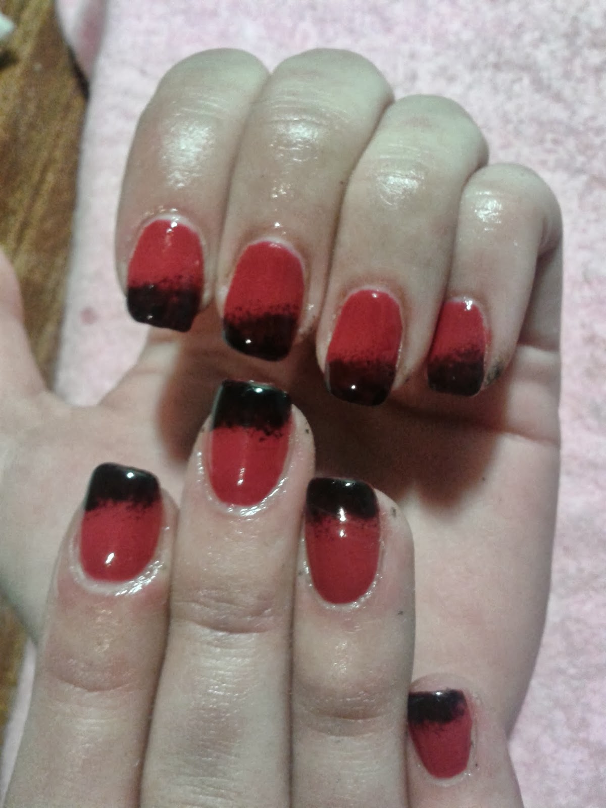 Stylizacja Paznokci Hybryda Czerwono Czarna