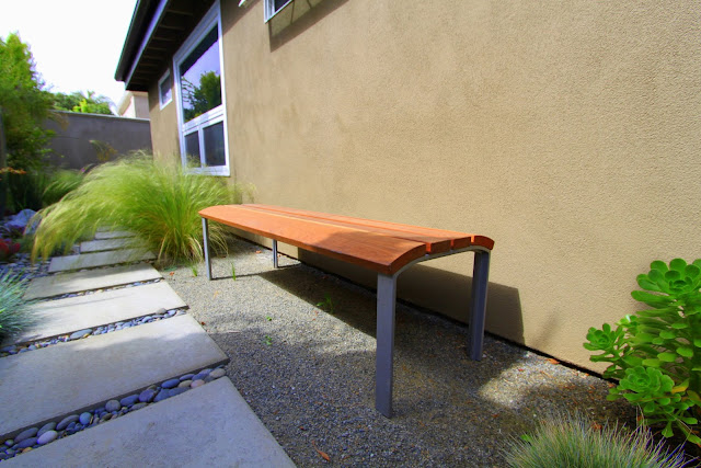 mid-century modern landscaping garden park bench