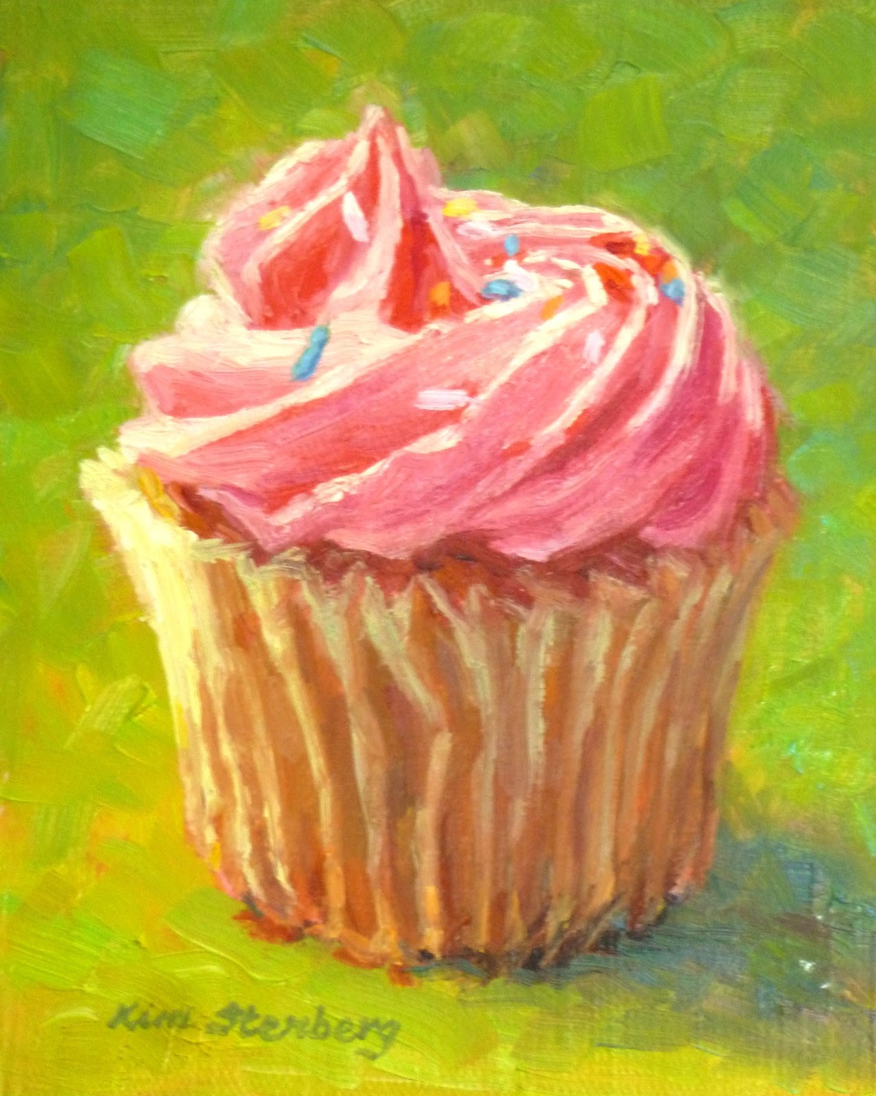 Kim Stenberg's Painting Journal "Pink Cupcake" (oil on linen; 5" x 4")