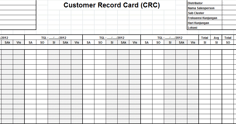 Sales Distribution Customer Record Card Crc