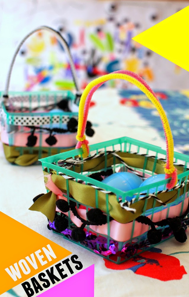 How to make Woven Easter Baskets Pink Stripey Socks