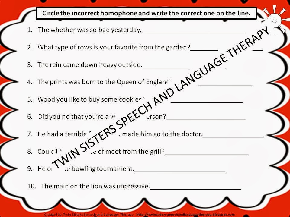 Twin Speech, Language & Literacy LLC Let's Get Happy With HOMOPHONES)