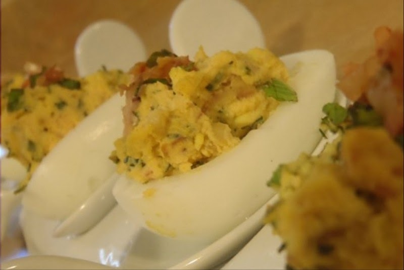 Toronto Bites Deviled Eggs with Kimchi & Bacon Yum Yum