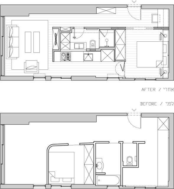 decora y disena: Diseño Interior de Apartamento de 40 m2 en Tel Aviv